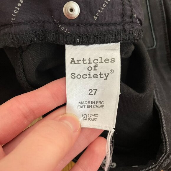 ARTICLES OF SOCIETY Mya Skinny Jeans Solid Black Mid Rise Full Length Stretch 27 - Picture 8 of 14